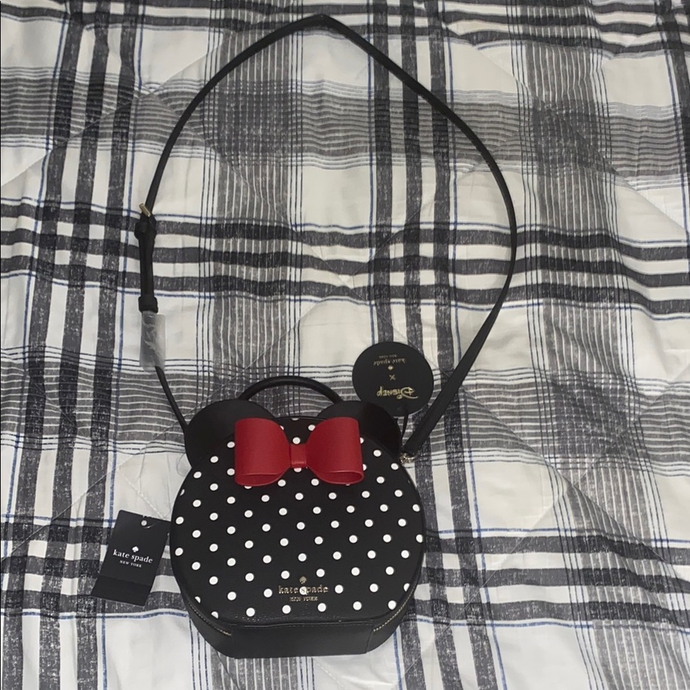 Disney Kate Spade Minnie Mouse Black and White Polka Dot crossbody Bag